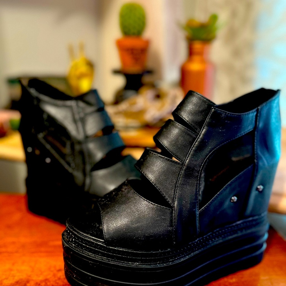 Black platform heels